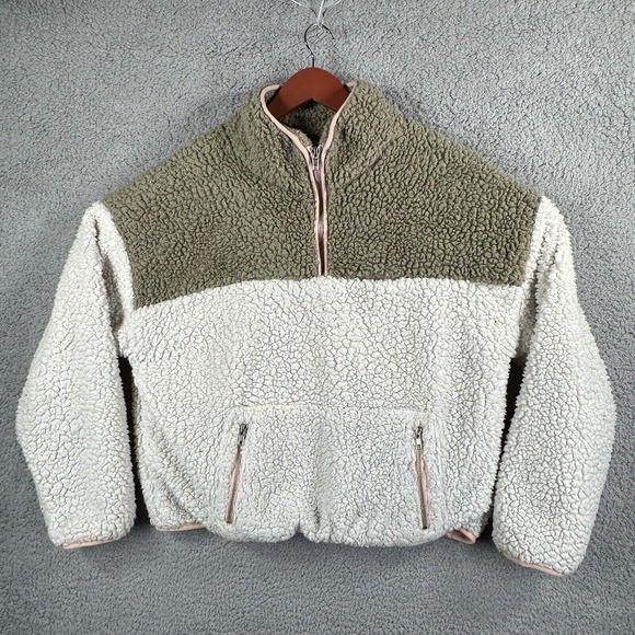 Thread & Supply‎ Women's Sherpa Sweet Jasmine Size Medium Olive Green Ivory - Picture 1 of 7